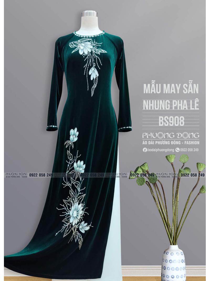 Áo Dài Bà Sui Nhung Đính Đá Pha Lê BS908